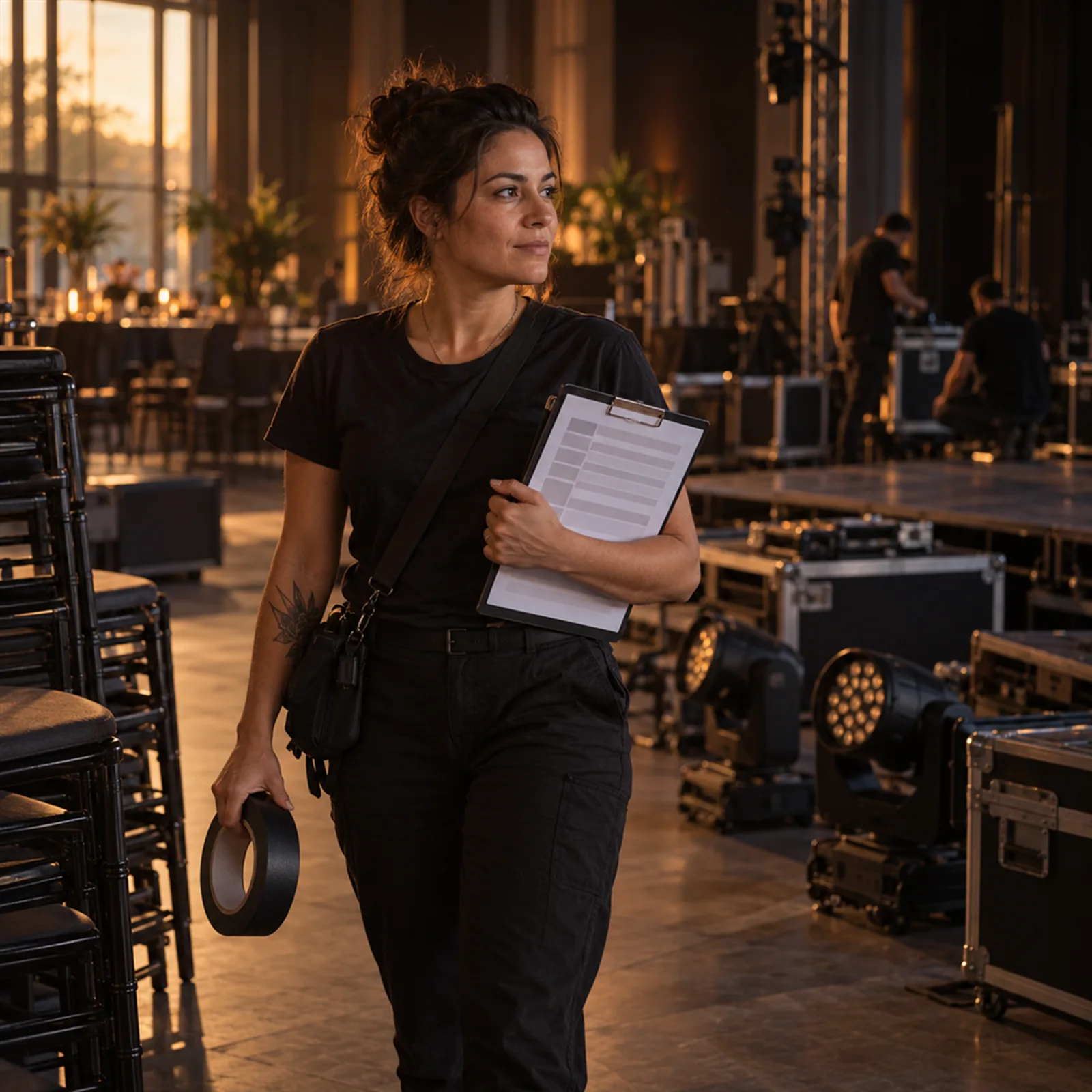 Produtora de eventos montando o salão para a festa em Uberaba